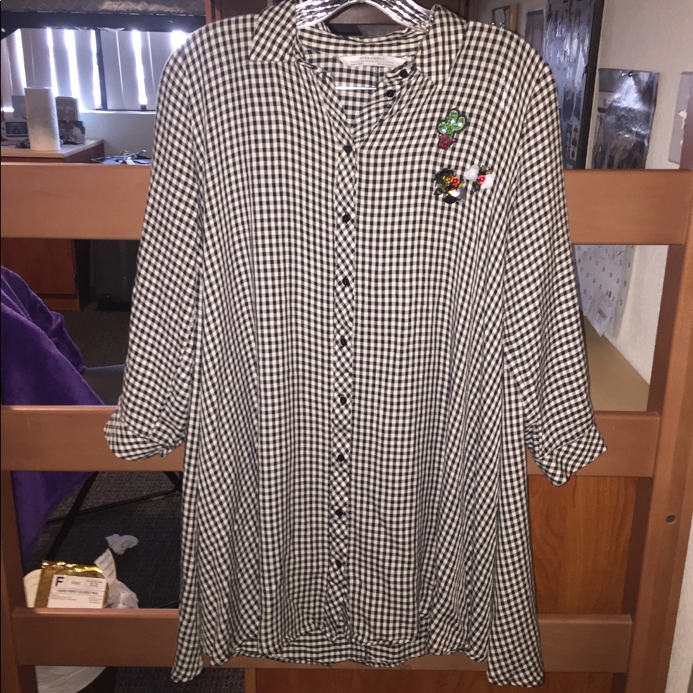 ZARA Plaid Button Down Shirt Size S